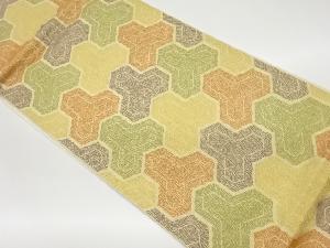 リサイクル　毘沙門亀甲模様織出し本袋帯